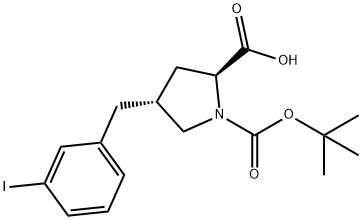 (2S,4R)-1-(叔丁氧基羰基)-4-(3-碘苄基)吡咯烷-2-甲酸,959580-93-9,结构式