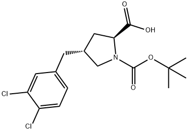 (2S,4R)-1-(tert-butoxycarbonyl)-4-(3,4-dichlorobenzyl)pyrrolidine-2-carboxylic acid Structure