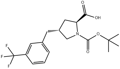 (2S,4R)-1-(TERT-ブチルトキシカルボニル)-4-(3-(トリフルオロ-メチル)ベンジル)ピロリジン-2-カルボン酸 化学構造式