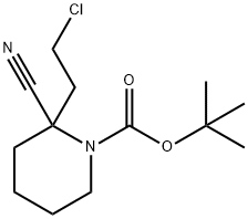 tert-butyl 2-(2-chloroethyl)-2-cyanopiperidine-1-carboxylate Struktur