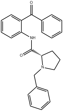 (S)-2-〔N′-(N-べンジルプロリル)アミノ〕ベンゾフェノン 化学構造式