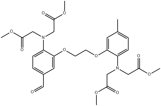 N-[2-[2-[2-[双(2-甲氧基-2-乙氧基)氨基]-5-甲酰基苯氧基]乙氧基]-4-甲基苯基]-N-(2-甲氧基-2-乙氧基)甘氨酸甲酯, 96315-11-6, 结构式