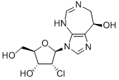 (8R)-3-(2-クロロ-2-デオキシ-β-D-リボフラノシル)-3,4,7,8-テトラヒドロイミダゾ[4,5-d][1,3]ジアゼピン-8-オール 化学構造式