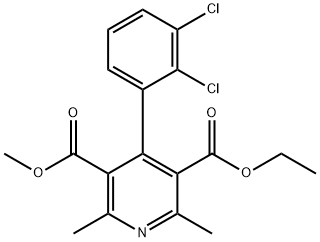 4-(2,3-ジクロロフェニル)-2,6-ジメチルピリジン-3,5-ジカルボン酸3-メチル5-エチル 化学構造式