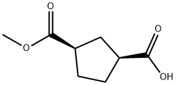 (1R,3S)-1,3-シクロペンタン二カルボン酸1-メチルエステル 化学構造式