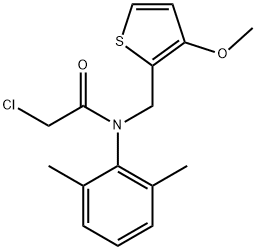 N-(2,6-ジメチルフェニル)-N-(3-メトキシ-2-チエニルメチル)-2-クロロアセトアミド 化学構造式