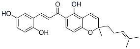 [E,(-)]-3-(2,5-ジヒドロキシフェニル)-1-[5-ヒドロキシ-2-メチル-2-(4-メチル-3-ペンテニル)-2H-1-ベンゾピラン-6-イル]-2-プロペン-1-オン 化学構造式