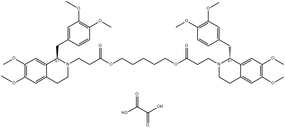 (1R,1'R)-2,2'-(3,11-Dioxo-4,10-dioxatridecamethylene)-bis-(1,2,3,4-tetrahydro-6,7-dimethoxy-1-veratrylisoquindline)-dioxalate Struktur