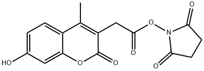 7-ヒドロキシ-4-メチルクマリン-3-酢酸 N-スクシンイミジル 化学構造式