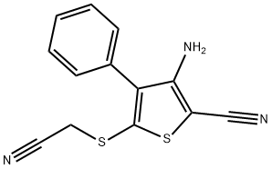 3-amino-5-[(cyanomethyl)sulfanyl]-4-phenyl-2-thiophenecarbonitrile Structure