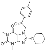 1H-Purine-2,6-dione, 3,7-dihydro-1,3-dimethyl-7-(2-(4-methylphenyl)-2- oxoethyl)-8-(1-piperidinyl)-|