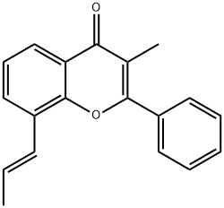 (E)-3-Methyl-2-phenyl-8-(prop-1-enyl)-4H-1-benzopyran-4-one Structure