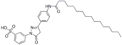 3-[[4,5-ジヒドロ-5-オキソ-3-[4-[(1-オキソヘキサデシル)アミノ]フェニル]-1H-ピラゾール]-1-イル]ベンゼンスルホン酸 化学構造式