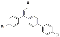 (E)-4-[3-bromo-1-(4-bromophenyl)-1-propenyl]-4'-chloro-1,1'-biphenyl  Struktur