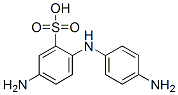 Benzenesulfonic acid, 5-amino-2-[(4-aminophenyl)amino]-, diazotized, coupled with 5,5'-oxybis[1,3-benzenediol], sodium salt Structure