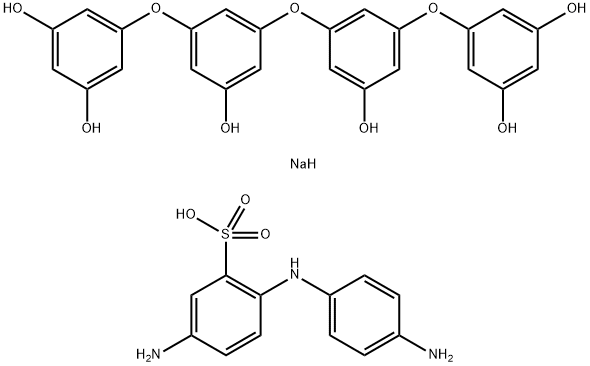 Benzenesulfonic acid, 5-amino-2-[(4-aminophenyl)amino]-, diazotized, coupled with 5,5'-[oxybis[(5-hydroxy-3,1-phenylene)oxy]]bis[1,3-benzenediol], sodium salt Struktur