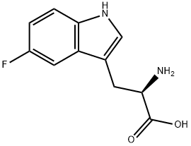 (R)-2-アミノ-3-(5-フルオロ-1H-インドール-3-イル)プロパン酸 化学構造式