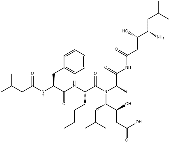 ISOVALERYL-PHE-NLE-STA-ALA-STA-OH Structure