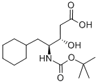 BOC-(3S,4S)-4-アミノ-3-ヒドロキシ-5-シクロヘキシルペンタン酸 化学構造式