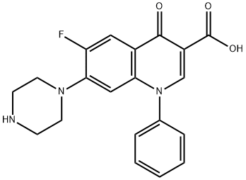 3-Quinolinecarboxylic acid, 6-fluoro-1,4-dihydro-4-oxo-1-phenyl-7-(1-p iperazinyl)- Structure
