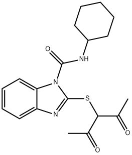 2-[(1-乙酰基-2-氧代丙基)硫]-N-环己基-1H-苯并咪唑-1-甲酰胺, 98183-15-4, 结构式
