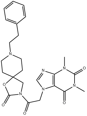 1,3-dimethyl-7-[2-oxo-2-(2-oxo-8-phenethyl-1-oxa-3,8-diazaspiro[4.5]dec-3-yl)ethyl]purine-2,6-dione Structure