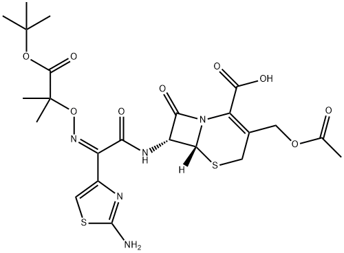 7β-[(Z)-2-(2-AMinothiazol-4-yl)-2-(1-carboxy-1-MethylethoxyiMino)acetaMido]-3-acetoxyMethyl-3-cepheM-4-carboxylic Acid tert-Butyl Ester, 98382-95-7, 结构式