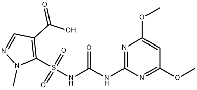 5-[[[[(4,6-ジメトキシ-2-ピリミジニル)アミノ]カルボニル]アミノ]スルホニル]-1-メチル-1H-ピラゾール-4-カルボン酸 化学構造式