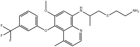 8-((5'-amino-1'-methyl-3'-thiapentyl)amino)-6-methoxy-4-methyl-5-((3-trifluoromethyl)phenoxy)quinoline 结构式