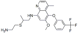 8-((5'-amino-2'-methyl-3'-thiapentyl)amino)-6-methoxy-4-methyl-5-(3-(trifluoromethyl)phenoxy)quinoline 结构式
