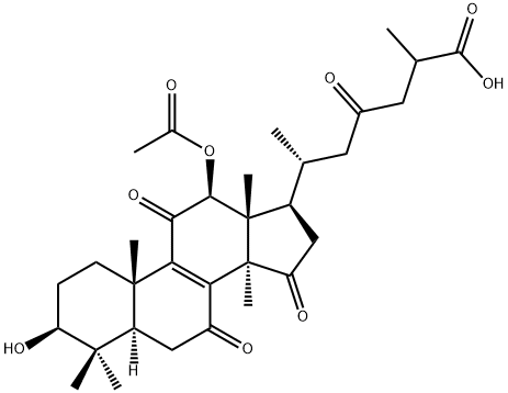 12β-アセチルオキシ-3β-ヒドロキシ-7,11,15,23-テトラオキソ-5α-ラノスタ-8-エン-26-酸 化学構造式