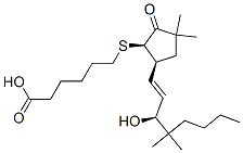 Hexanoic acid, 6-((5-(3-hydroxy-4,4-dimethyl-1-octenyl)-3,3-dimethyl-2 -oxocyclopentyl)thio)-, (1R-(1alpha,5beta(1E,3S)))- Structure