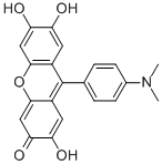 9-DIMETHYLAMINOPHENYL-2,3,7-TRIHYDROXY-6-FLUORONE Struktur