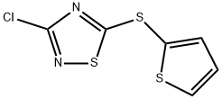 3-クロロ-5-(チオフェン-2-イルチオ)-1,2,4-チアジアゾール 化学構造式