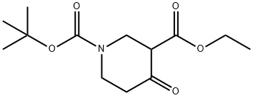 1-tert-ブトキシカルボニル-4-オキソ-3-ピペリジンカルボン酸エチル 化学構造式