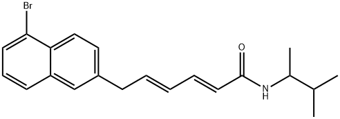 (2E,4E)-N-(1,2-ジメチルプロピル)-6-(5-ブロモ-2-ナフタレニル)-2,4-ヘキサジエンアミド 化学構造式