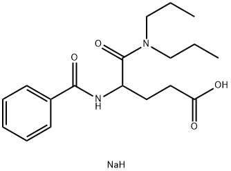 rac-(R*)-4-(ベンゾイルアミノ)-5-(ジプロピルアミノ)-5-オキソ吉草酸ナトリウム 化学構造式