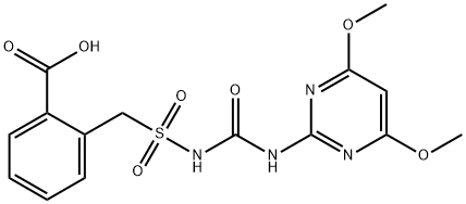 メチルα－（４，６－ジメトキシピリミジン－２－イルカルバモイルスルファモイル）－ｏートルアート 化学構造式