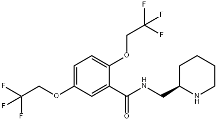 N-[(R)-2-ピペリジニルメチル]-2,5-ビス(2,2,2-トリフルオロエトキシ)ベンズアミド 化学構造式