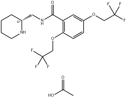 Benzamide, N-(2-piperidinylmethyl)-2,5-bis(2,2,2-trifluoroethoxy)-, (R)-, monoacetate Structure