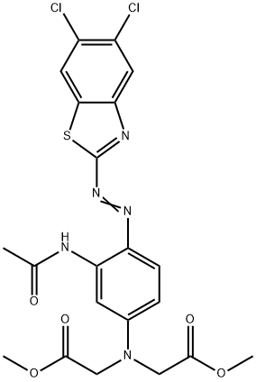 2-[2-アセチルアミノ-4-[N,N-ビス(メトキシカルボニルメチル)アミノ]フェニルアゾ]-5,6-ジクロロベンゾチアゾール 化学構造式