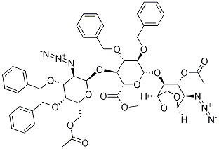 (2S,3S,4S,5R,6R)-Methyl 6-((1R,2S,3R,4R,5R)-3-acetoxy-4-azido-6,8-dioxabicyclo[3,2,1]octan-2-yloxy)-3-((2R,3R,4R,5R,6R)-6-(acetoxyMethyl)-3-azido-4,5-bis(benzyloxy)tertrahydro-2H-pyran-2-yloxy)-4,5-bis(benzyloxy)tetrahydro-2H-pyran-2-carboxylate Structure