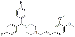 1-[ビス(4-フルオロフェニル)メチル]-4-[(E)-3-(3,4-ジメトキシフェニル)-2-プロペニル]ピペラジン 化学構造式