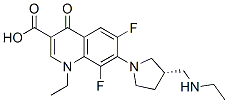 1-Ethyl-7-[(3S)-3-[(ethylamino)methyl]-1-pyrrolidinyl]-6,8-difluoro-1,4-dihydro-4-oxo-3-quinolinecarboxylic acid 结构式
