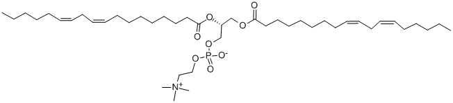 [O-[1-O,2-O-ビス[(9Z,12Z)-1-オキソ-9,12-オクタデカジエニル]-L-グリセロ-3-ホスホ]コリン]アニオン 化学構造式