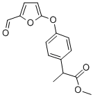 Benzeneacetic acid, 4-((5-formyl-2-furanyl)oxy)-alpha-methyl-, methyl  ester Struktur