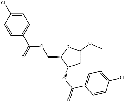 1-Me-3,5-O-bis(p-cl-bz)- 2-deoxy-D-ribofuranoside Struktur