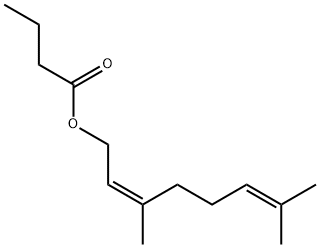 酪酸(Z)-3,7-ジメチル-2,6-オクタジエニル 化学構造式