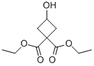3-ヒドロキシシクロブタン-1,1-ニカルボン酸ジエチル 化学構造式