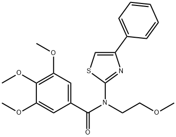3,4,5-トリメトキシ-N-(2-メトキシエチル)-N-(4-フェニル-2-チアゾリル)ベンズアミド 化学構造式